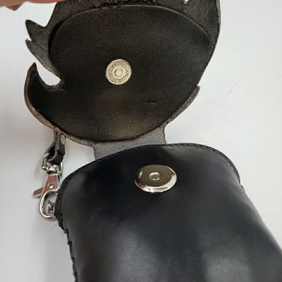 Eagle Leather Wristlet Wallet Handmade Tooled Coin Purse Keychain Western Gift - Picture 9 of 16